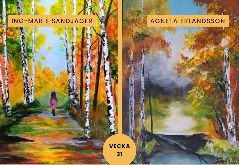 Naturmålningar i akryl av Ing-Marie Sandjäger och Agneta Erlandsson